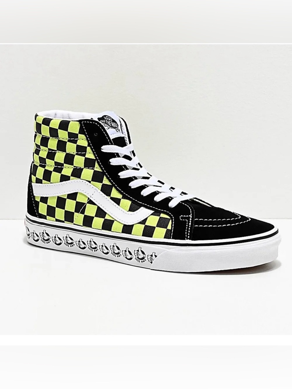 Vans Sk8-Hi Reissue BMX in the Black / Neon Green Checkerboard